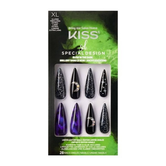 ⚜️Kiss XL Special Design Stiletto Moon Faux Nails - Picture 1 of 7